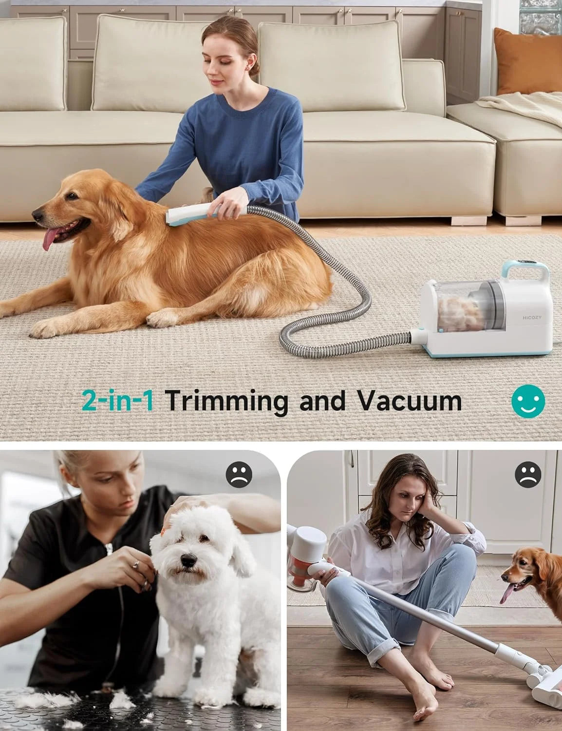 Professional Pet Grooming Kit with Dog Clippers and Vacuum Suction Tools